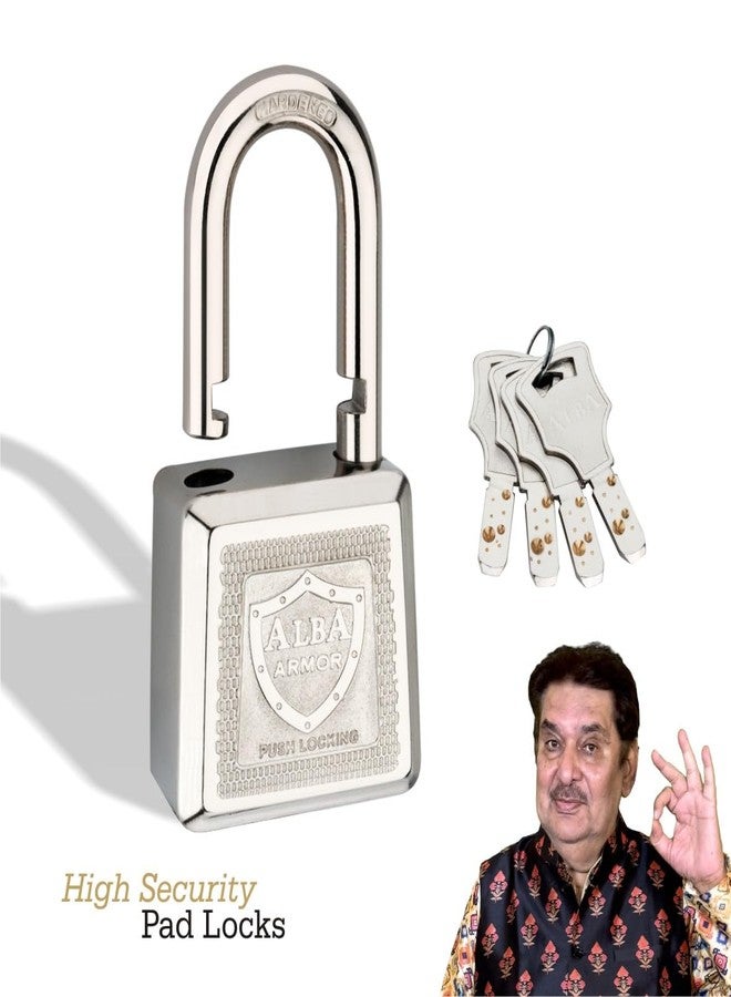 Alba Armor Hi-Tech Computerised Technology Padlock with 4 Brass Ultra Keys Built-in Protection Push Locking Lock Rust Proof Mechanism Lock,70 mm - Image 4